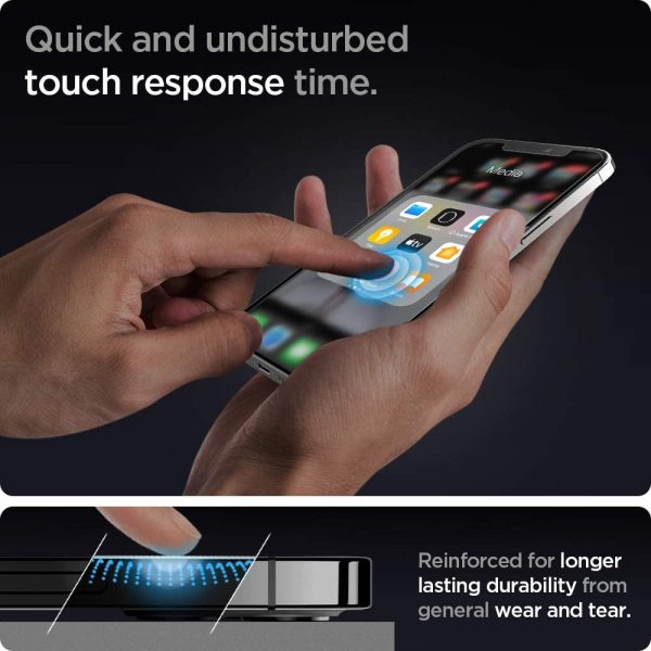 61V98b41LLL._AC_SL1000_ Apple iPhone 12 / iPhone 12 Pro EZ Fit Screen Protector Case Friendly by Spigen - 2 PACK - AGL01801 - Image 4