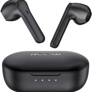 MPOW MX1 Bluetooth Headphones w / Wireless Charging Case / USB-C Charge, 4 Mics Noise Reduction in Ear Headset, 35H Playtime/Hi-Fi Stereo/Touch Control, IPX8 Waterproof Sport Earphones - Black