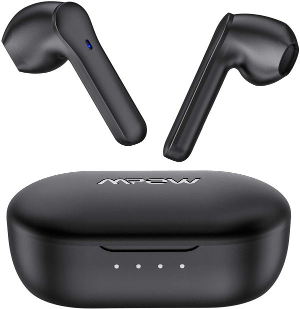 61YQQqAWy4L._AC_SL1500_ MPOW MX1 Bluetooth Headphones w / Wireless Charging Case / USB-C Charge, 4 Mics Noise Reduction in Ear Headset, 35H Playtime/Hi-Fi Stereo/Touch Control, IPX8 Waterproof Sport Earphones - Black - Image 1