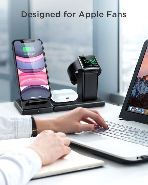 ESR 3 in 1 Wireless Charging Station, 15W for iPhone/AirPods/Apple Watch, Fast Wireless Charging Stand - Image 3
