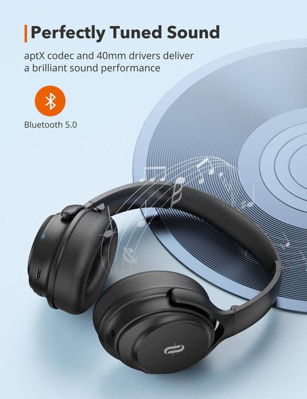 Taotronics Soundsurge 85 Active Noise Cancellation Headphones with 40H Playtime Type C Fast Charging CVC 8.0 - Black - Image 3