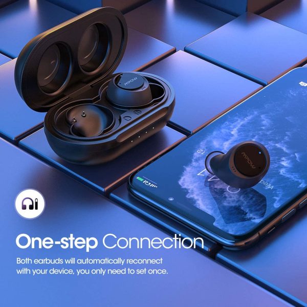 MPOW X5 Hybrid Active Noise Cancellation Earbuds w/Transparent Mode, Wireless Stereo Earbuds w/Deep Bass, USB C Charging Case, Smart Touch Control - Black - Image 3