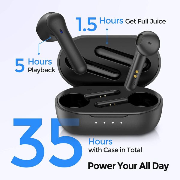 71Kg9RPCDTL._AC_SL1500_ MPOW MX1 Bluetooth Headphones w / Wireless Charging Case / USB-C Charge, 4 Mics Noise Reduction in Ear Headset, 35H Playtime/Hi-Fi Stereo/Touch Control, IPX8 Waterproof Sport Earphones - Black - Image 3