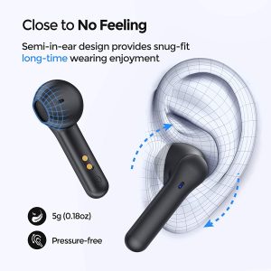 MPOW MX1 Bluetooth Headphones w / Wireless Charging Case / USB-C Charge, 4 Mics Noise Reduction in Ear Headset, 35H Playtime/Hi-Fi Stereo/Touch Control, IPX8 Waterproof Sport Earphones - Black - Image 6