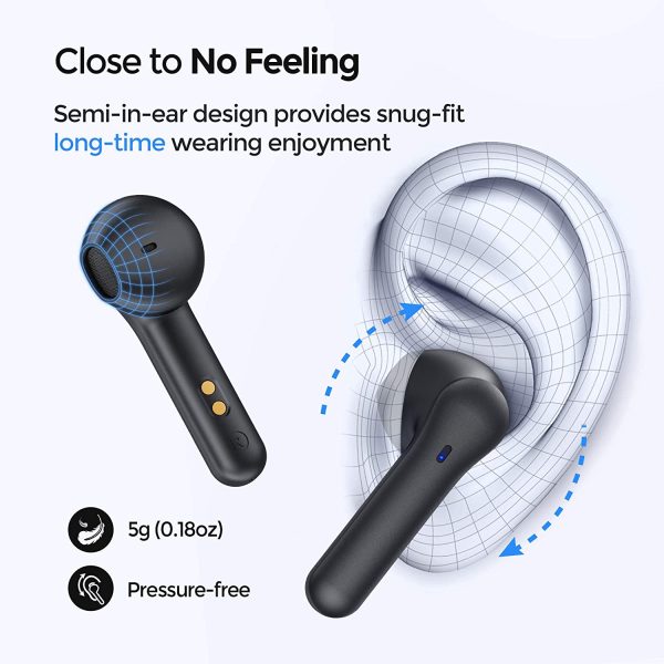 71XO0xQolPL._AC_SL1500_ MPOW MX1 Bluetooth Headphones w / Wireless Charging Case / USB-C Charge, 4 Mics Noise Reduction in Ear Headset, 35H Playtime/Hi-Fi Stereo/Touch Control, IPX8 Waterproof Sport Earphones - Black - Image 6