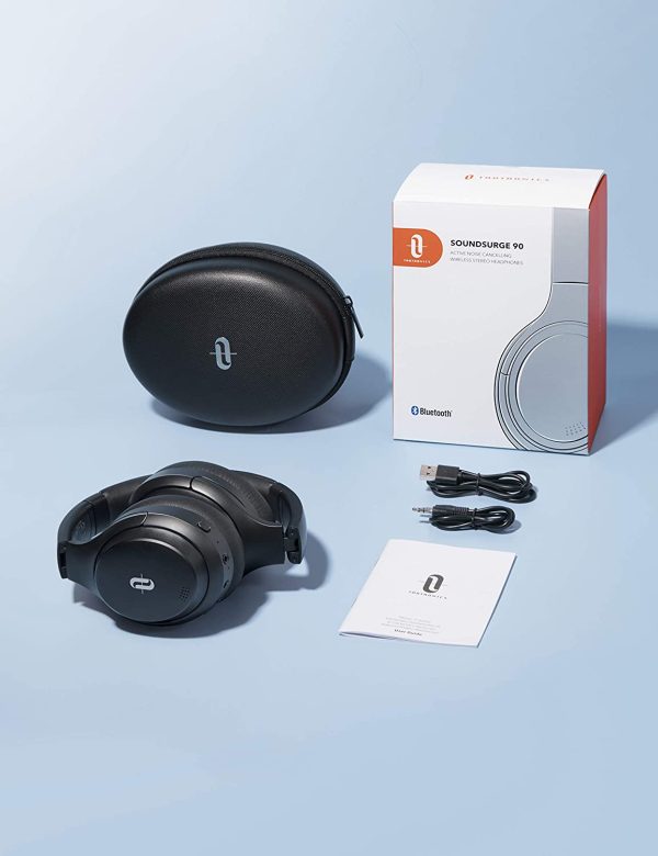 TaoTronics SoundSurge 90 Hybrid Active Noise Cancelling Headphones with Mic, with 35H Playtime, Wireless Headphones Soft Protein Earpads Built-in Mic for Travel, Home Office Black - TT-BH090 - Image 5