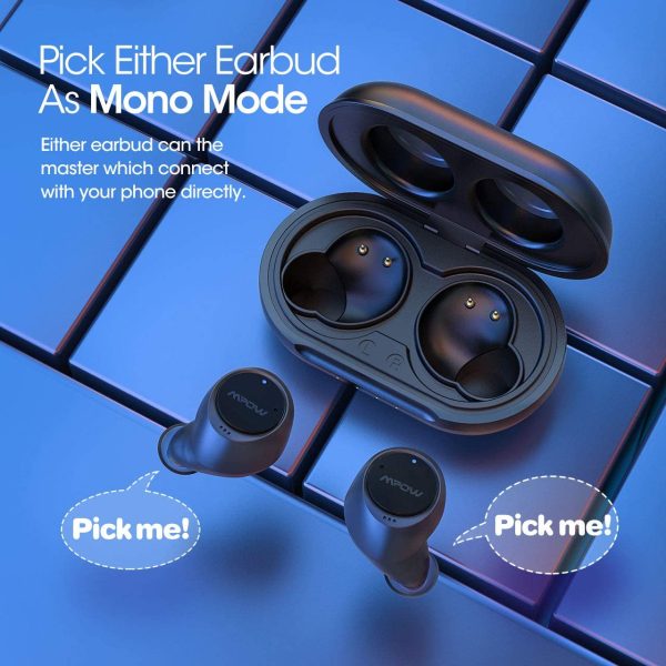 MPOW X5 Hybrid Active Noise Cancellation Earbuds w/Transparent Mode, Wireless Stereo Earbuds w/Deep Bass, USB C Charging Case, Smart Touch Control - Black - Image 4