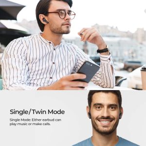 Mpow MBits S True Wireless Earbuds w/Mic, CVC8.0 Noise Cancelling Headphones, Bluetooth 5.0 Earphones Charging Case, Deep Bass/IPX8 Waterproof/35H Playtime/Touch Control/3 Mode - Black - Image 4