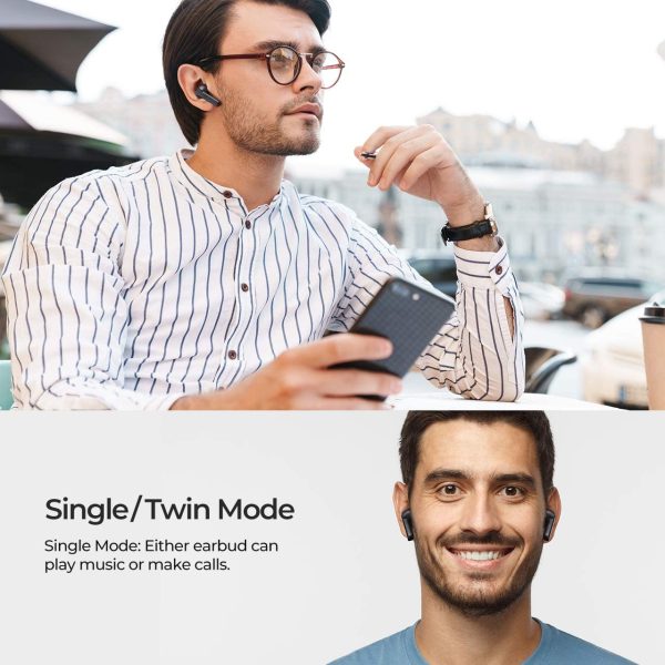 Mpow MBits S True Wireless Earbuds w/Mic, CVC8.0 Noise Cancelling Headphones, Bluetooth 5.0 Earphones Charging Case, Deep Bass/IPX8 Waterproof/35H Playtime/Touch Control/3 Mode - Black - Image 4