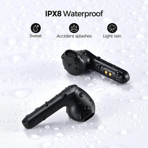 MPOW MX1 Bluetooth Headphones w / Wireless Charging Case / USB-C Charge, 4 Mics Noise Reduction in Ear Headset, 35H Playtime/Hi-Fi Stereo/Touch Control, IPX8 Waterproof Sport Earphones - Black - Image 5