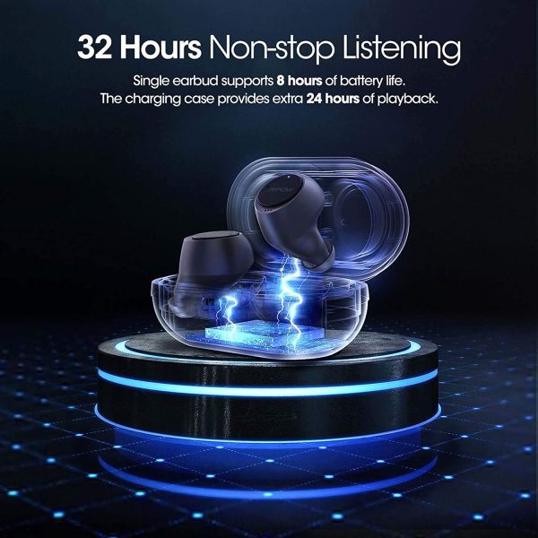 MPOW X5 Hybrid Active Noise Cancellation Earbuds w/Transparent Mode, Wireless Stereo Earbuds w/Deep Bass, USB C Charging Case, Smart Touch Control - Black - Image 8