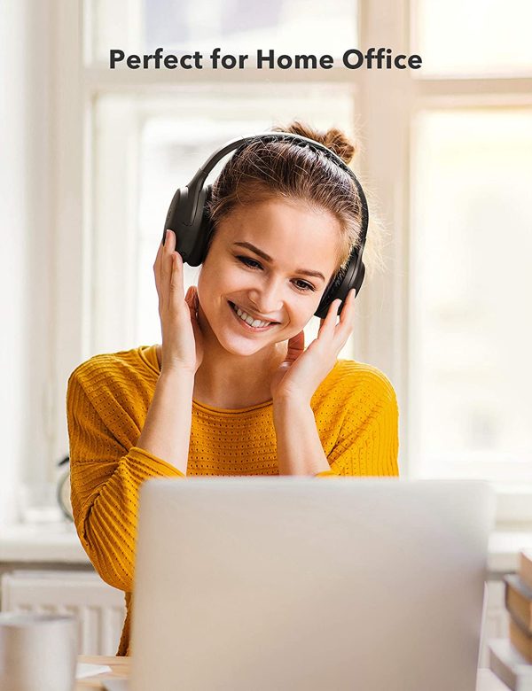 TaoTronics SoundSurge 90 Hybrid Active Noise Cancelling Headphones with Mic, with 35H Playtime, Wireless Headphones Soft Protein Earpads Built-in Mic for Travel, Home Office Black - TT-BH090 - Image 4