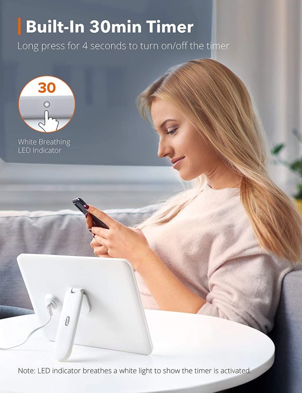 81AXJlMtnrL._AC_SL1500_ TaoTronics Light Therapy Lamp, Ultra-Thin UV-Free 10000 Lux Therapy Light, Timer Function, Adjustable Brightness for a Happy Life - TT-CL016 - Image 6