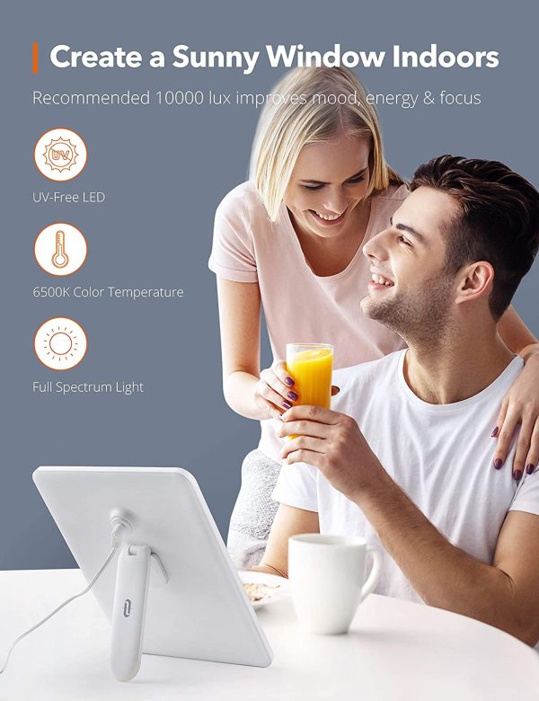 81BOZGBM4QL._AC_SL1500_ TaoTronics Light Therapy Lamp, Ultra-Thin UV-Free 10000 Lux Therapy Light, Timer Function, Adjustable Brightness for a Happy Life - TT-CL016 - Image 7