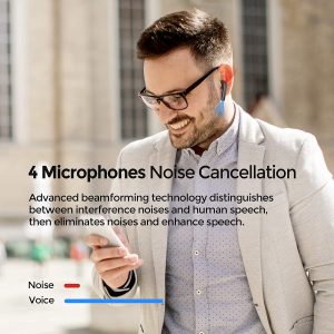 MPOW MX1 Bluetooth Headphones w / Wireless Charging Case / USB-C Charge, 4 Mics Noise Reduction in Ear Headset, 35H Playtime/Hi-Fi Stereo/Touch Control, IPX8 Waterproof Sport Earphones - Black - Image 8