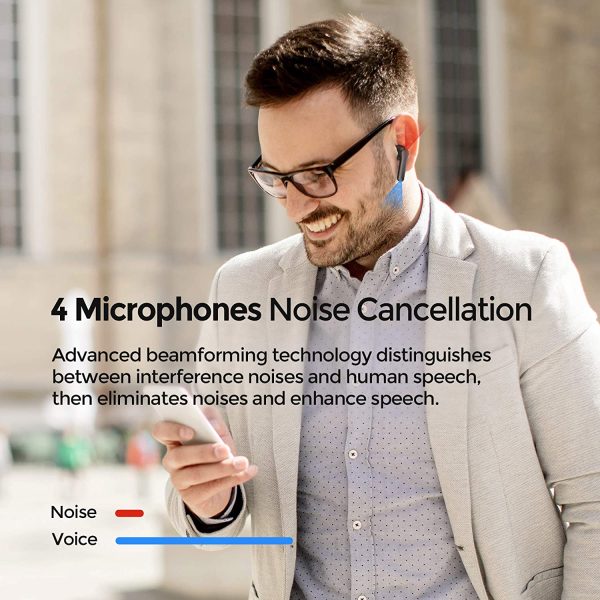 81aCsCCQ2XL._AC_SL1500_ MPOW MX1 Bluetooth Headphones w / Wireless Charging Case / USB-C Charge, 4 Mics Noise Reduction in Ear Headset, 35H Playtime/Hi-Fi Stereo/Touch Control, IPX8 Waterproof Sport Earphones - Black - Image 8