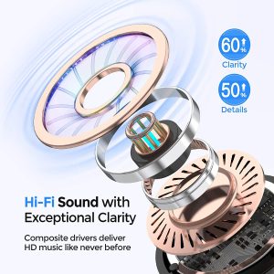 MPOW MX1 Bluetooth Headphones w / Wireless Charging Case / USB-C Charge, 4 Mics Noise Reduction in Ear Headset, 35H Playtime/Hi-Fi Stereo/Touch Control, IPX8 Waterproof Sport Earphones - Black - Image 9