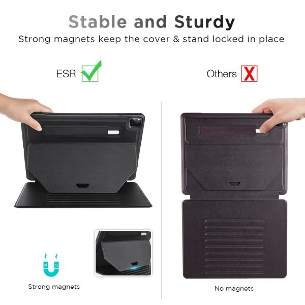 iPad Pro 12.9 2020 Sentry Stand Case for iPad Pro 12.9" 2020 & 2018 [9 Convenient Stand Angles with Strong Magnet for Hanging] [Rugged Protective Cover with Pencil Holder] [Auto Sleep/Wake] – Black - Image 5