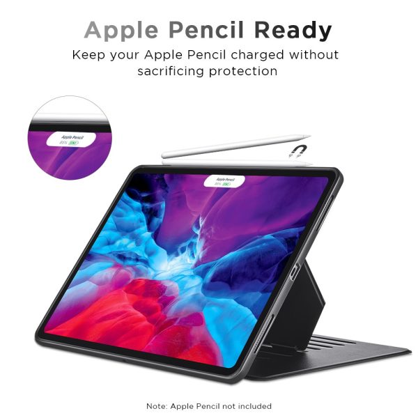 iPad Pro 12.9 2020 Sentry Stand Case for iPad Pro 12.9" 2020 & 2018 [9 Convenient Stand Angles with Strong Magnet for Hanging] [Rugged Protective Cover with Pencil Holder] [Auto Sleep/Wake] – Black - Image 4