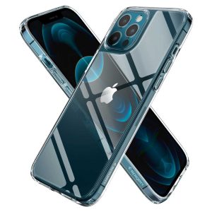 Apple iPhone 12 Pro Max Quartz Hybrid Tempered Glass Case by Spigen - ACS01621 - Crystal Clear