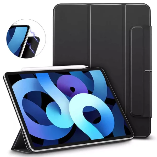 iPad Air 5 2022 /iPad Air 4 2020 Rebound Magnetic Smart Case Convenient Magnetic Attachment Supports Pencil Pairing & Charging - Black - Image 1