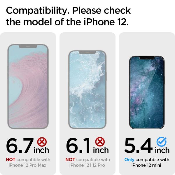 id_ip54_glastr_ezfit_notch_01 Apple iPhone 12 mini EZ Fit Screen Protector Case Friendly by Spigen - 2 PACK - AGL01811 - Image 2