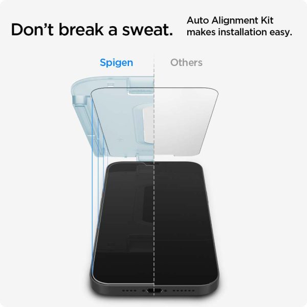 id_ip54_glastr_ezfit_notch_02 Apple iPhone 12 mini EZ Fit Screen Protector Case Friendly by Spigen - 2 PACK - AGL01811 - Image 3