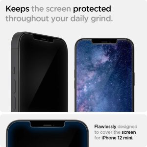 Apple iPhone 12 mini EZ Fit Screen Protector Case Friendly by Spigen - 2 PACK - AGL01811 - Image 7
