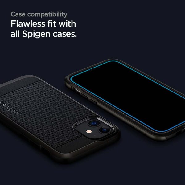 Apple iPhone 12 mini Align Master Screen Protector Case Friendly by Spigen - HD Black - 2 PACK - AGL01812 - Image 5