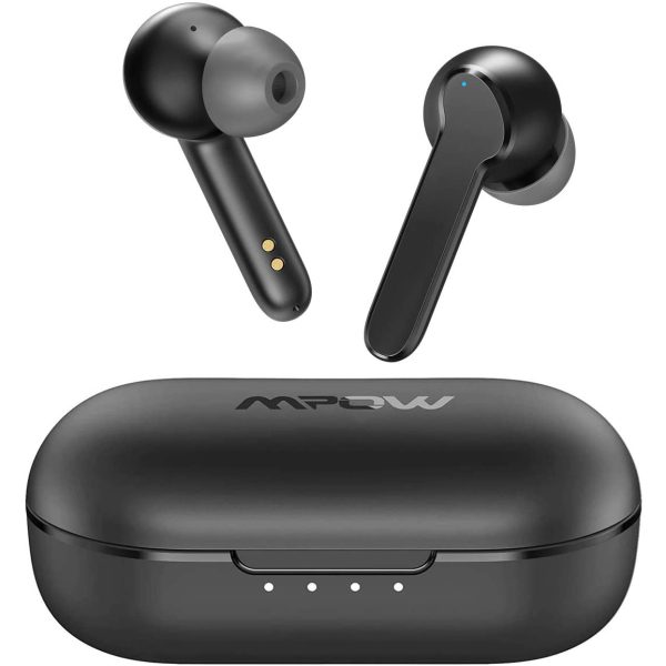 Mpow MBits S True Wireless Earbuds w/Mic, CVC8.0 Noise Cancelling Headphones, Bluetooth 5.0 Earphones Charging Case, Deep Bass/IPX8 Waterproof/35H Playtime/Touch Control/3 Mode - Black - Image 1
