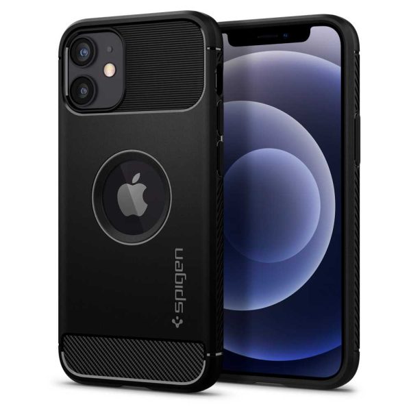 title_ip12mini_ra Apple iPhone 12 mini Rugged Armor Case by Spigen - ACS01743 - Matte Black - Image 1