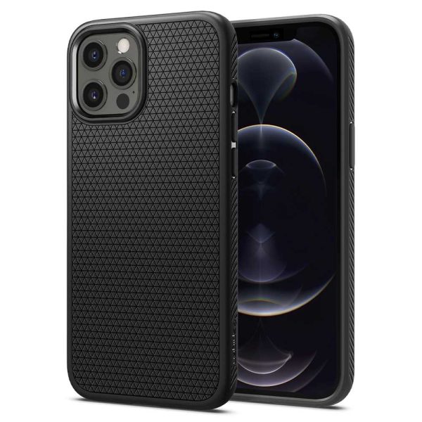 title_ip12promax_la_blk_01 Apple iPhone 12 Pro Max Liquid Air Case by Spigen - ACS01617 - Matte Black - Image 1
