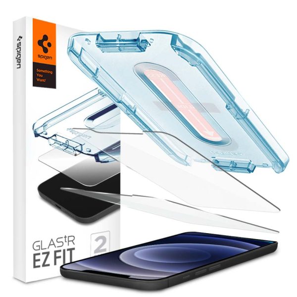 title_ip54_glastr_ezfit_notch_01 Apple iPhone 12 mini EZ Fit Screen Protector Case Friendly by Spigen - 2 PACK - AGL01811 - Image 1