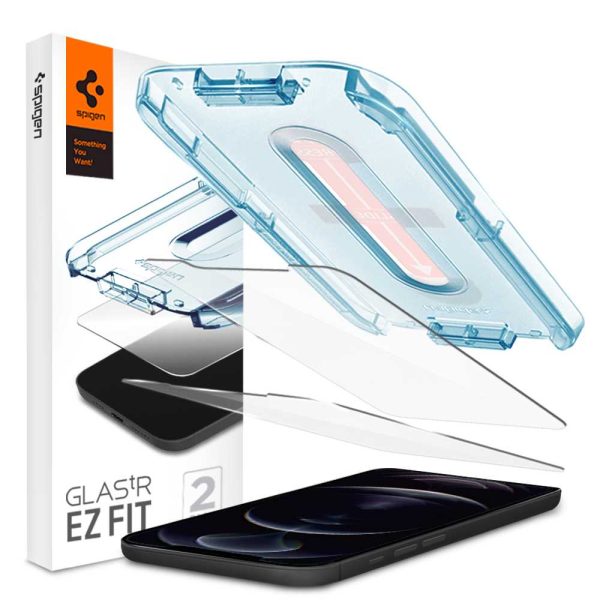 Apple iPhone 12 Pro Max EZ Fit Screen Protector Case Friendly by Spigen - 2 PACK - AGL01791 - Image 1