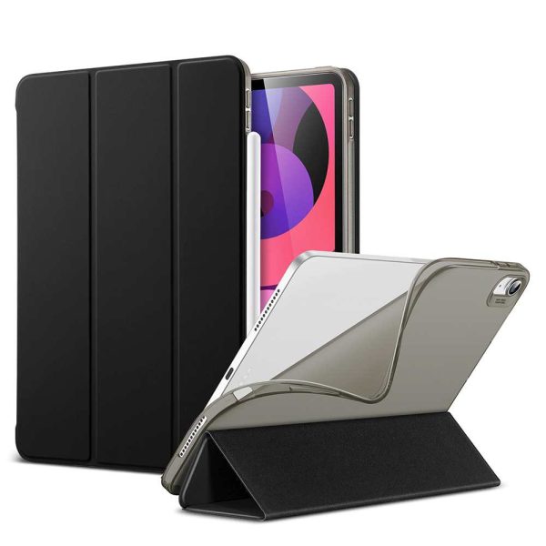 iPad Air 5 2022 /iPad Air 4 2020 Rebound Slim Case with Flexible TPU Back & Rubberized Cover - Frosted Black - Image 7
