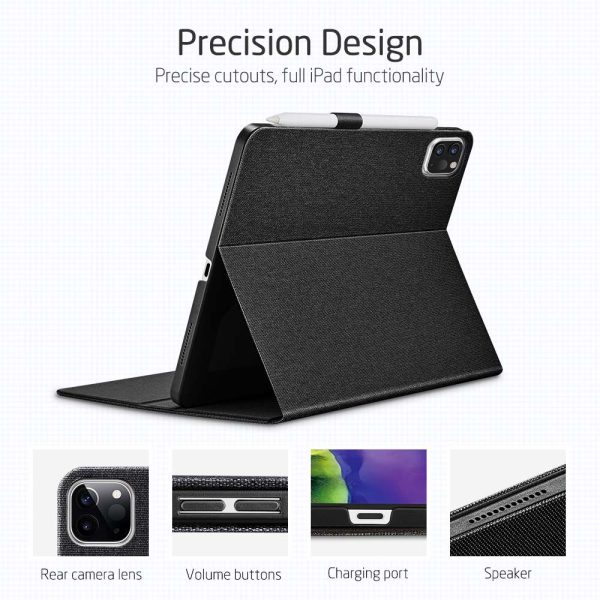iPad Pro 11" 2020 Urban Premium Folio Case Book Cover Design, Multi-Angle Stand also for iPad Pro 11" 2018 - Black - Image 7