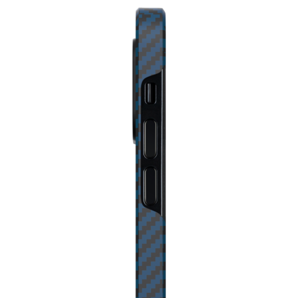 iPhone 12 MagEZ Aramid Fiber Magnetic Case by PITAKA - Black / Blue Twill - Image 2