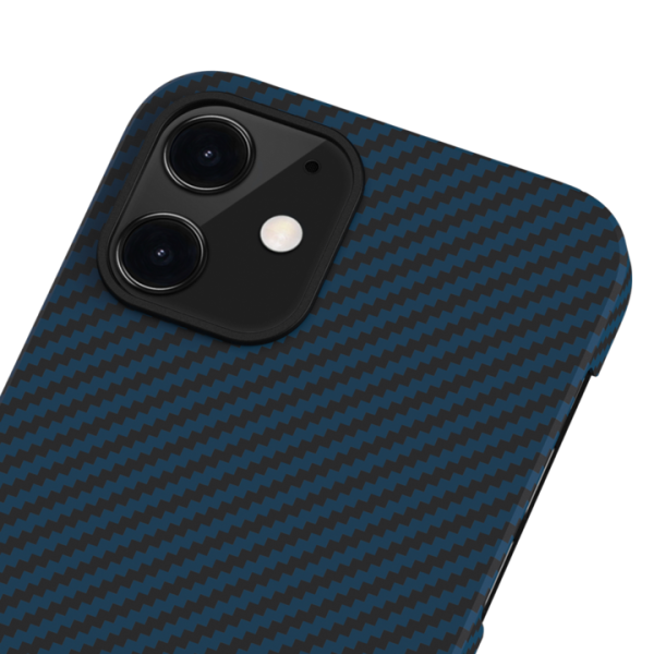 iPhone 12 MagEZ Aramid Fiber Magnetic Case by PITAKA - Black / Blue Twill - Image 3