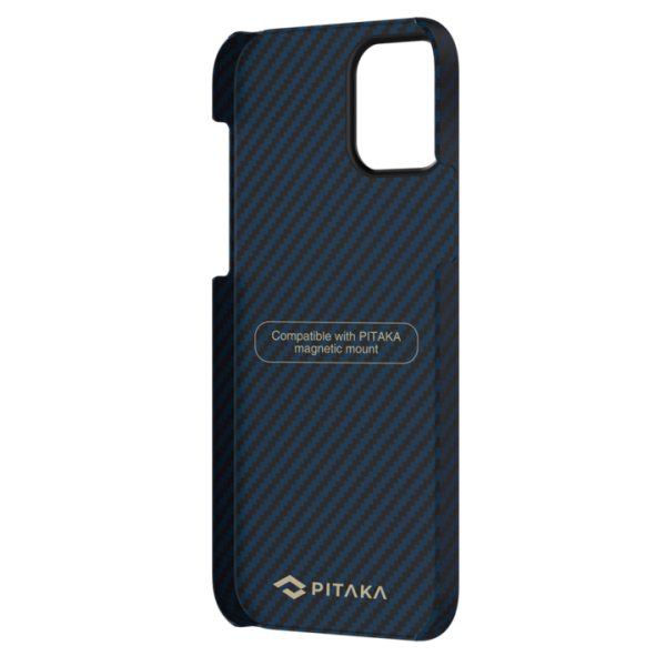 iPhone 12 MagEZ Aramid Fiber Magnetic Case by PITAKA - Black / Blue Twill - Image 4