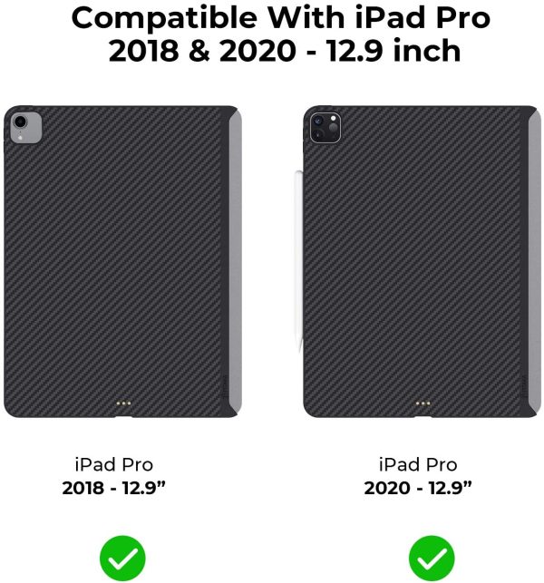 iPad Pro 12.9" 2020 MagEZ Aramid Fiber Magnetic Case by PITAKA - Black / Grey Twill also for iPad Pro 12.9" 2018 - Image 2