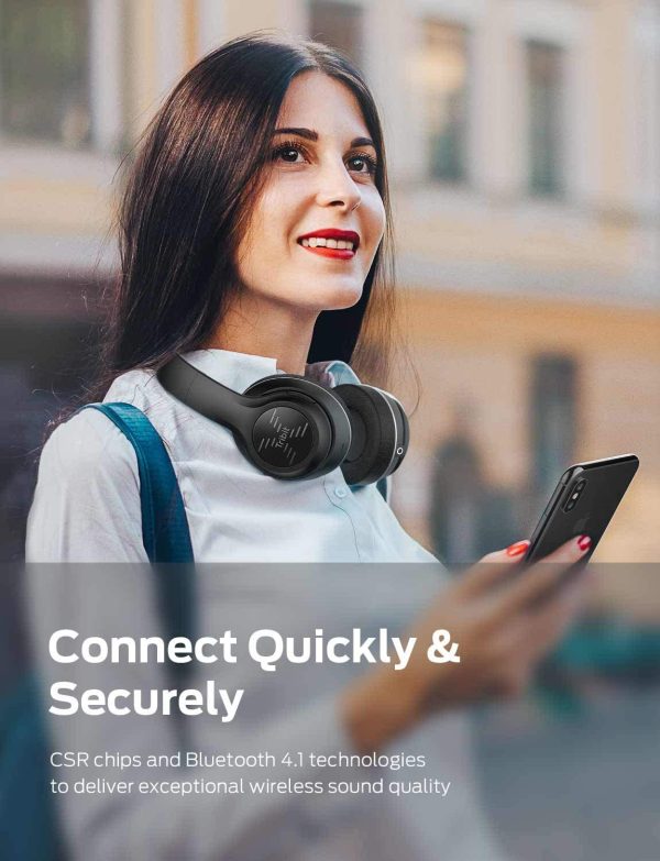 Tribit XFree Tune Bluetooth Headphones Over Ear - Wireless Headphones Noise Cancelling, Hi-Fi Stereo Sound with Rich Bass, Built-in Mic, Soft Earmuffs - Foldable Headset, 24 Hrs Playtime - Black - Image 3