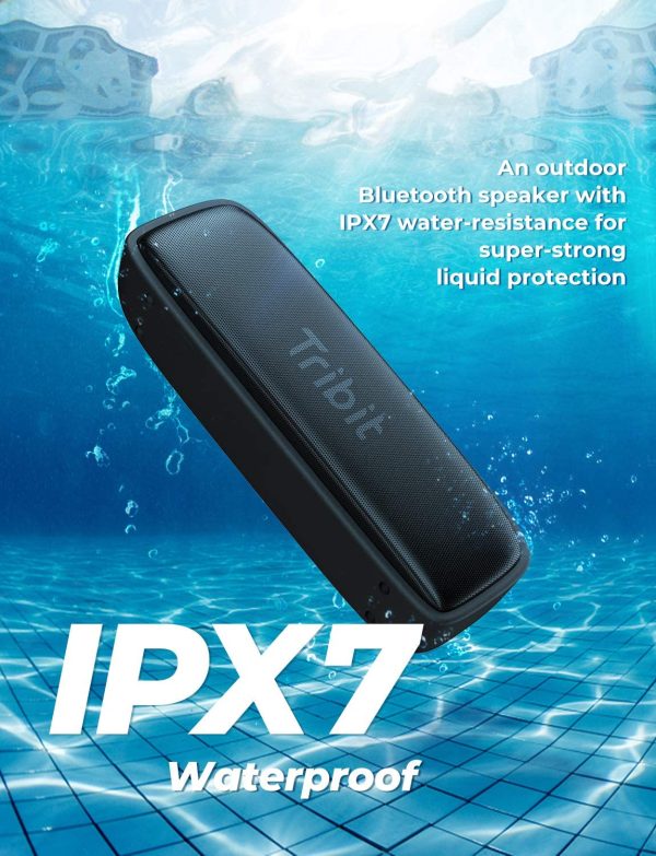 Tribit XSound Surf Bluetooth Speaker with Superior Clear Sound, Bluetooth 5, IPX7 Waterproof, Wireless Stereo Pairing, USB-C, 100ft Wireless Range Perfect for Home, Outdoor, Travel - Black - Image 7