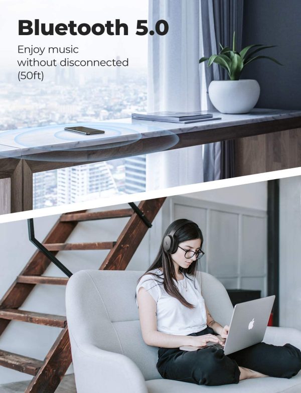Tribit QuietPlus 50 Bluetooth Headphones, Active Noise Cancelling Headphones with 30H Playtime, Bluetooth 5.0, Hi-Fi Stereo and Soft Earpads, Built-in CVC8.0 Mics, Foldable for Travel/Home/Office - Black - Image 3
