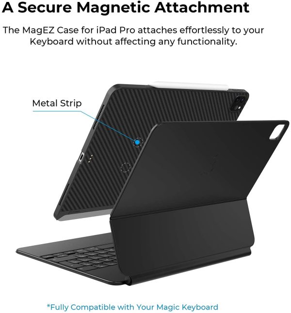 iPad Pro 12.9" 2020 MagEZ Aramid Fiber Magnetic Case by PITAKA - Black / Grey Twill also for iPad Pro 12.9" 2018 - Image 6