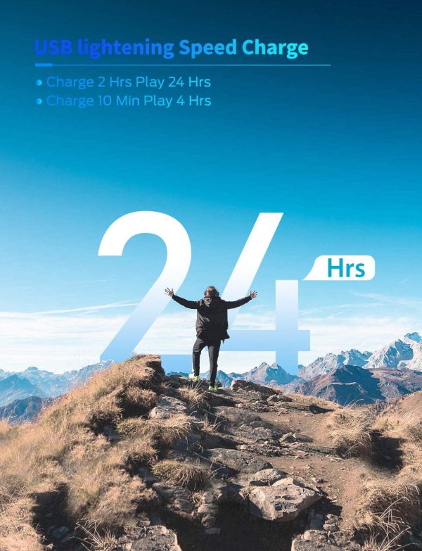 Tribit XFree Go Bluetooth Headphones, Wireless Headphones Over Ear with Bluetooth 5.0, HiFi Sound with Deep Bass, USB Lightening Fast Charge, 24H Playtime, CVC8.0 Noise Cancelling Mics - Black - Image 7