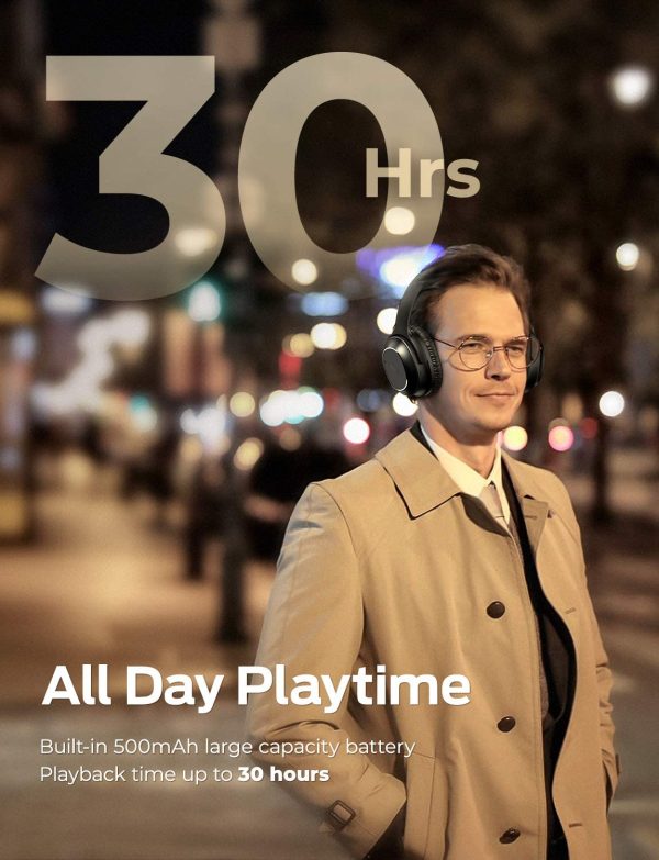 Tribit QuietPlus 72 Bluetooth Headphones, 32dB Hybrid Active Noise Cancelling Headphones, Wireless Over Ear Headphones with CVC8.0 Mic, 30H Playtime, HiFi Stereo Headset, Foldable for Travel Work Home - Image 5