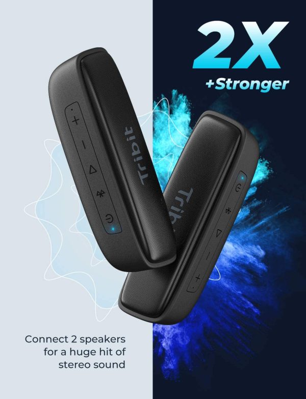 Tribit XSound Surf Bluetooth Speaker with Superior Clear Sound, Bluetooth 5, IPX7 Waterproof, Wireless Stereo Pairing, USB-C, 100ft Wireless Range Perfect for Home, Outdoor, Travel - Black - Image 2
