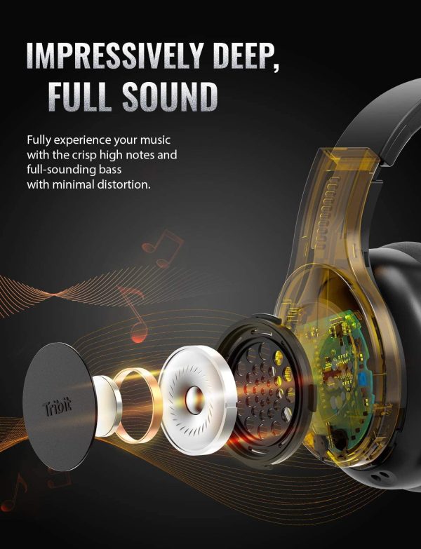 Tribit QuietPlus 100 Active Noise Cancelling Headphones - 5.0 Bluetooth Headphones with MIC 30 Hrs Playtime CVC8.0 Hi-Fi Sound Type-C Foldable Wireless Headphones Over Ear for Airplane Travel Work - Black - Image 3