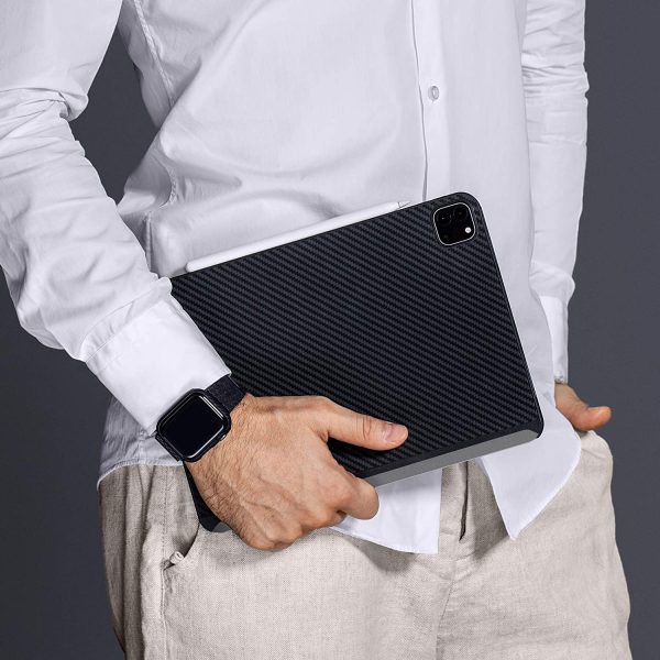 iPad Pro 12.9" 2020 MagEZ Aramid Fiber Magnetic Case by PITAKA - Black / Grey Twill also for iPad Pro 12.9" 2018 - Image 9