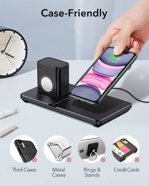 ESR 2 in 1 Wireless Charging Station [Detachable Smartwatch Charging Stand] [15W Qi Fast Charger] Dual Wireless Charging Station Compatible with iPhone 12 - Image 7